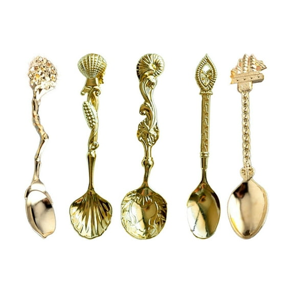 olkpmnmk Table Spoons Royal Style Carved Coffee Spoon Stainless Spoons Ice Cream Tool Collection Ice Cream Spoons Serving Spoons Condiment Spoons Yogurt Spoon Salt Spoon Fruit Spoon Vintage Spoons