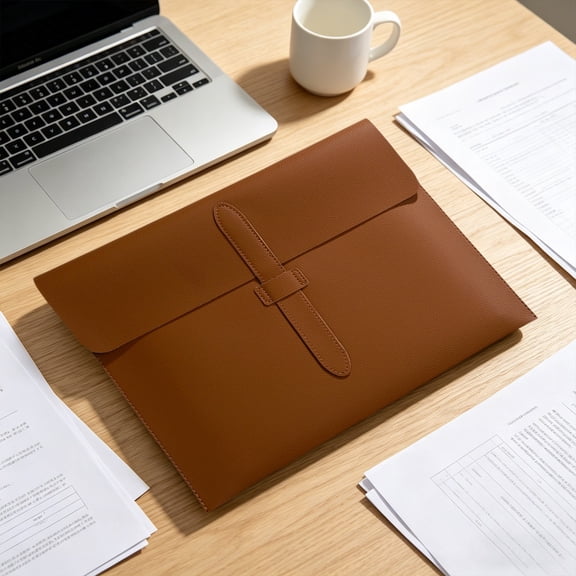 olkpmnmk Thickened Leather Folder, Interview Resume Folder, Document, Business Card Holder, Leather Portfolio Folder Binder, Legal Pad Holder for Business Office Conference Supplies