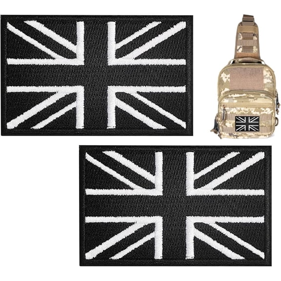 om Flag Patch,2pcs Tactical Great British Union Jack Patch Embroidered England Flag Morale Applique Fastener Hook & Loop UK Emblem for Tactical Backpack,Hats Jacket Pants