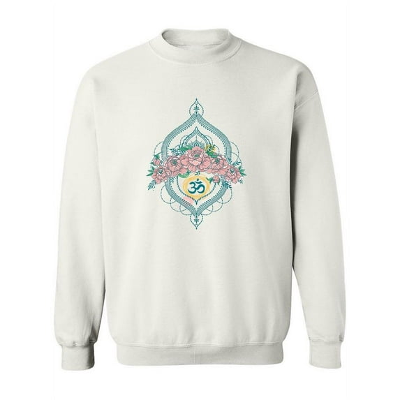 "om" Symbol With Peony Flowers. Sweatshirt Women -Image by Shutterstock, Female XX-Large