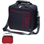 omarando Carrying Case for Xbox Bag,Compatible with XBOX SERIES X/S, Accessory Storage for Xbox Games and Accessories,with Game Pad Protection Box (Black-Red)