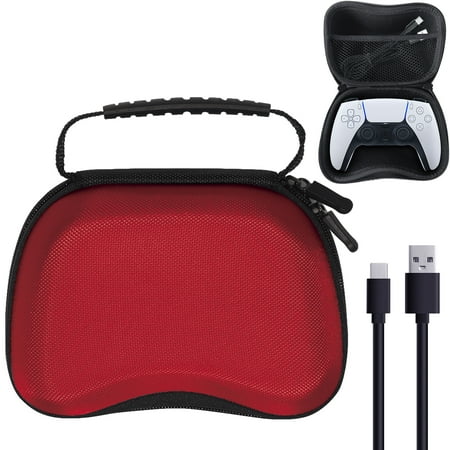 omarando Game Controller Storage Case,Compatible with PS5/ XBOX SERIES X/S / SWITCH gamepad, Travel Carrying Hard Protective Case,with USB to Type c Charging Data cable (Red)