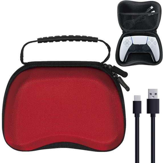 omarando Game Controller Storage Case,Compatible with PS5/ XBOX SERIES X/S / SWITCH gamepad, Travel Carrying Hard Protective Case,with USB to Type c Charging Data cable (Red)