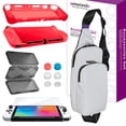 thumbnail image 1 of omarando TPU Case Cover Accessories Kit for Nintendo Switch (OLED Model),Shoulder Bag for Switch ,with Tempered Glass Screen Protector ,Thumb Grip Caps . Game Card Case (Transparent Red), 1 of 6