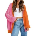 thumbnail image 1 of omen's Long Sleeve Cardigan Sweater Lightweight Color Blocking Knitted Cardigan Sweater Outwear Open Front Coat, 1 of 8