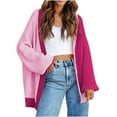 thumbnail image 1 of omen's Long Sleeve Cardigan Sweater Lightweight Color Blocking Knitted Cardigan Sweater Outwear Open Front Coat, 1 of 8