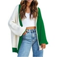 thumbnail image 1 of omen's Long Sleeve Cardigan Sweater Lightweight Color Blocking Knitted Cardigan Sweater Outwear Open Front Coat, 1 of 6