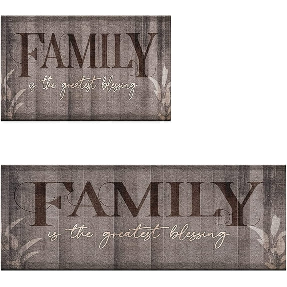 omezin Family Kitchen Rug Set of 2 Farmhouse Rustic Anti Fatigue Cushioned Comfort Mat or Kitchen Sink Laundry Room Memory Foam Kitchen Floor Mats Waterproof Non-Skid 17.3 x 28+17.3 x 47 Inches