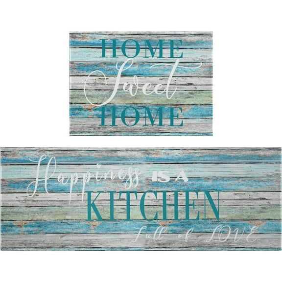 omezin Kitchen Rugs and Mats Non Skid Washable Summer Themed Kitchen Mat and Rug Set,Home Sweet Home Waterproof Rug,Rubber Backed Area Rugs for Kitchen Sink,Laundry Room,Indoor,Holiday Kitchen Rugs
