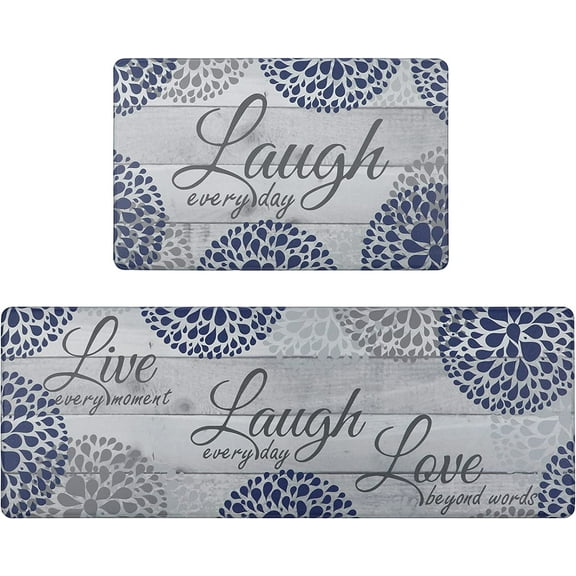 omezin Kitchen Rugs Set Cushioned Anti Fatigue Kitchen Floor Mat Easy to Clean 2Piece Kitchen Mats Sets Non Slip PVC Comfort Standing Mats 17.3"×28" and 17.3"×47"