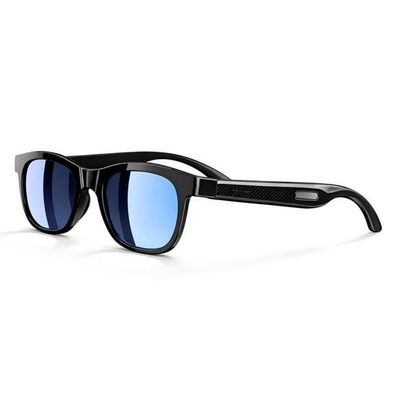 omgsupcn Smart Bluetooth Audio Glasses with FM Radio, Blue Light Blocking & Polarized Lenses, Remote Camera, Blue