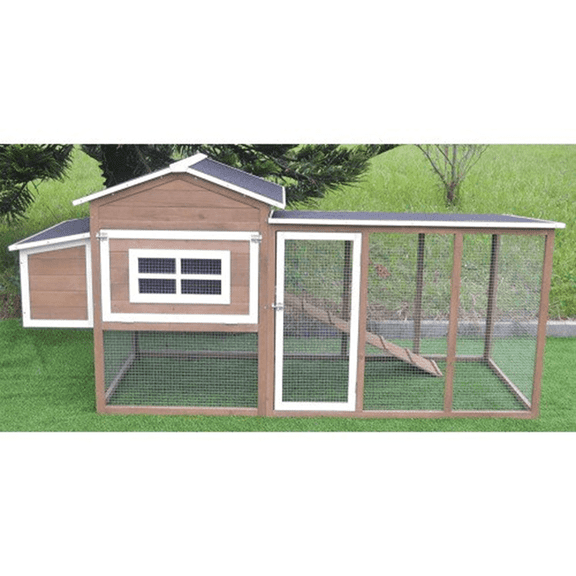 omitree Deluxe Wood Chicken Coop Backyard Hen House 2-4 Chickens with nesting box Run 87"(L) x 32"(W) x 41"(H)