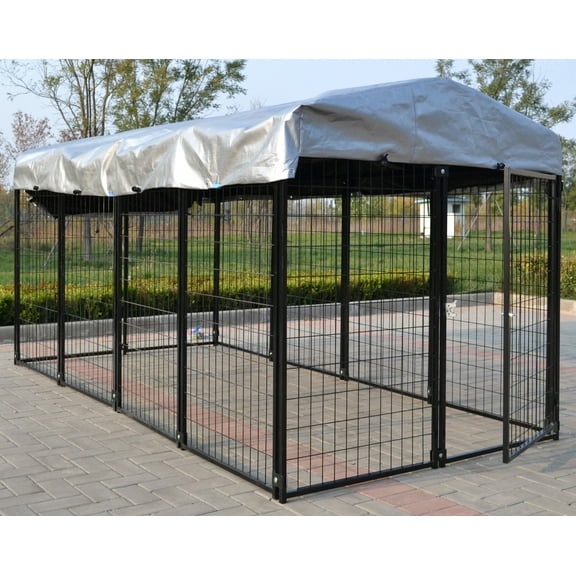 omitree Modular Dog Kennel with Heavy Duty Welded Steel Panels and Pet Cover, 5' W x 10' L x 5.5' H