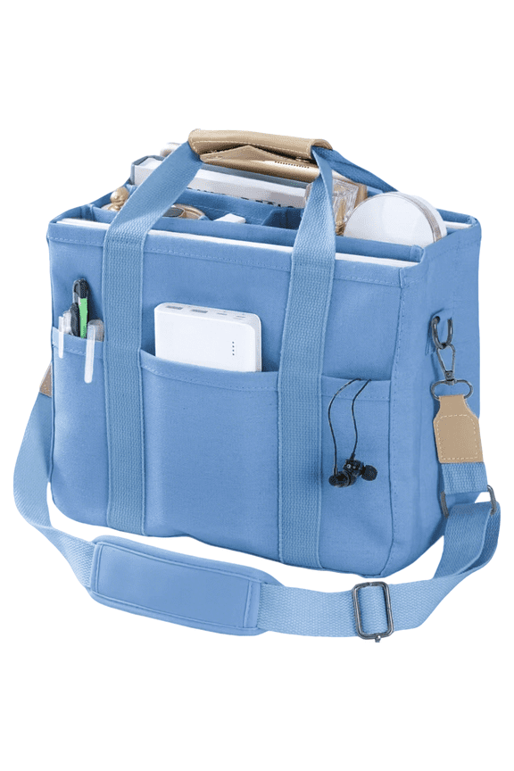 Canvas Tote Bag with Multi Pockets Crossbody Tote Bag for Women Bible Handbag Everything Tote Bags with Compartments