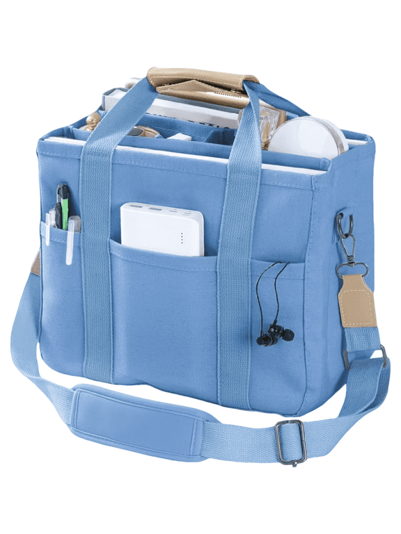 Canvas Tote Bag with Multi Pockets Crossbody Tote Bag for Women Bible Handbag Everything Tote Bags with Compartments