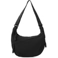 thumbnail image 1 of Omlopp Hobo Bag for Women Men Crescent Shoulder Bag Retro Nylon Canvas Crossbody Bag Slouchy Corduroy Dumpling Bag Purse(Black), 1 of 8