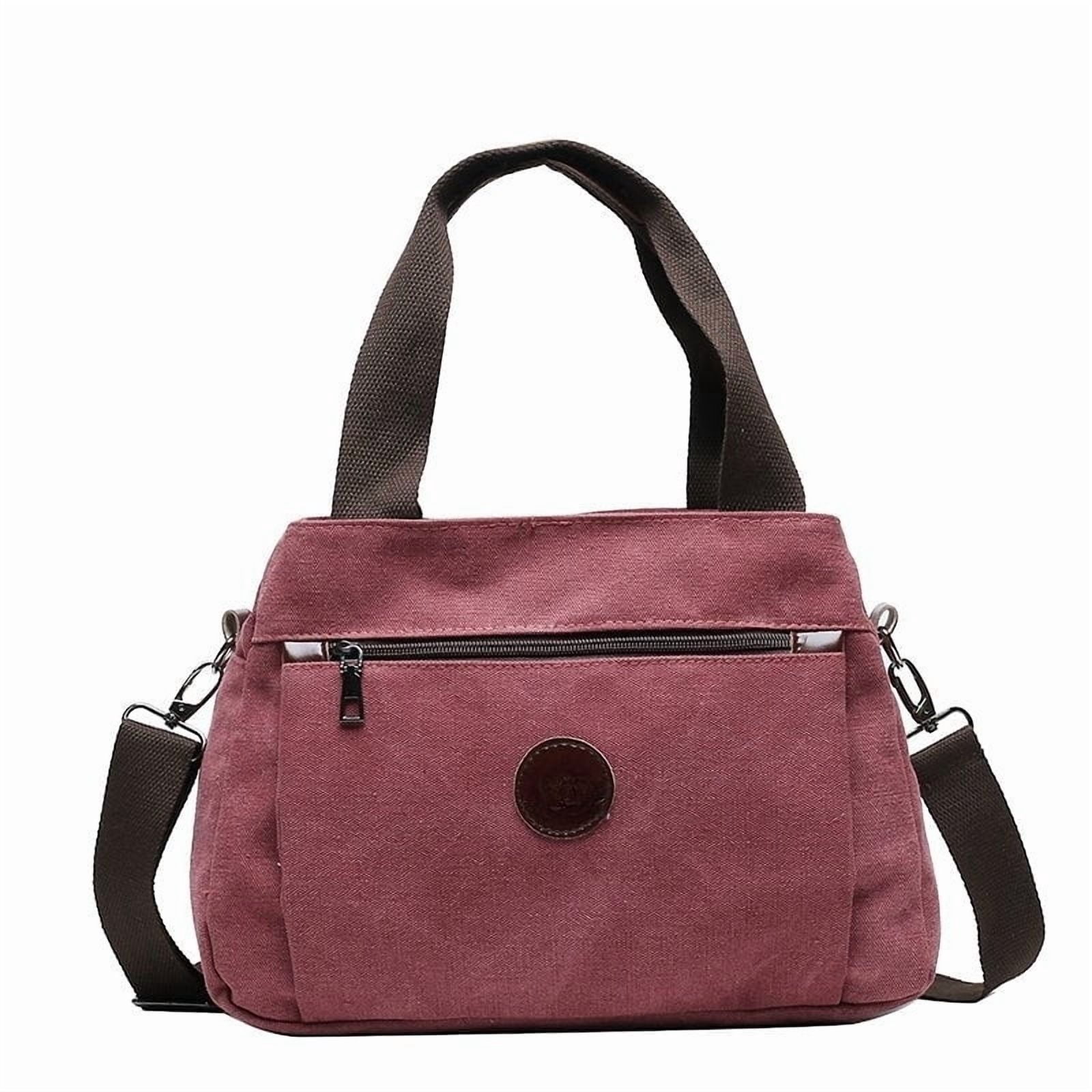 Omlopp Hobo Handbags Canvas Crossbody Bags for Women, Multi Compartment Tote Purse Medium Satchel-Burgundy - Medium