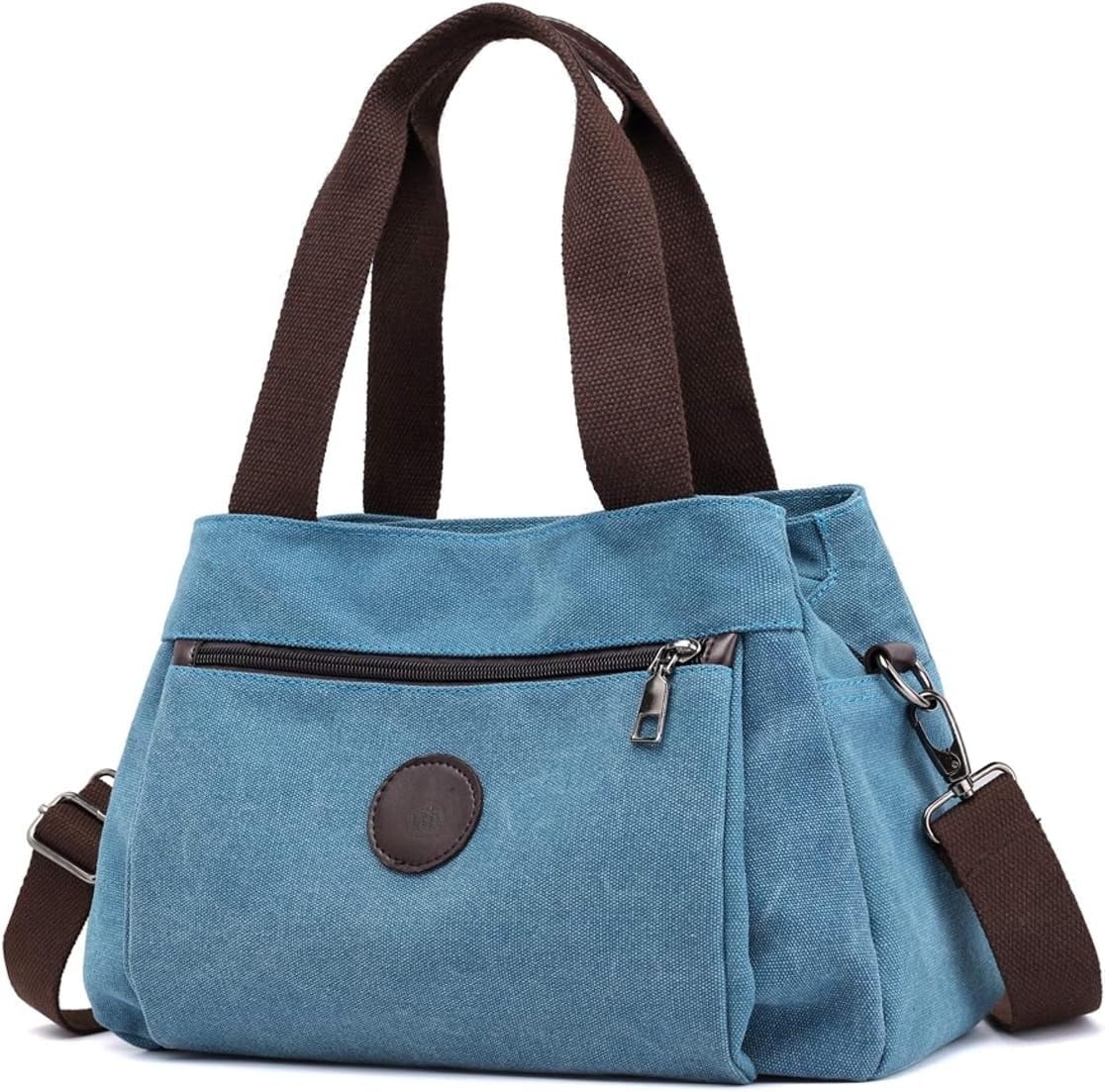 Omlopp Hobo Handbags Canvas Crossbody Bags for Women, Multi Compartment Tote Purse Medium Satchel-Blue - Medium