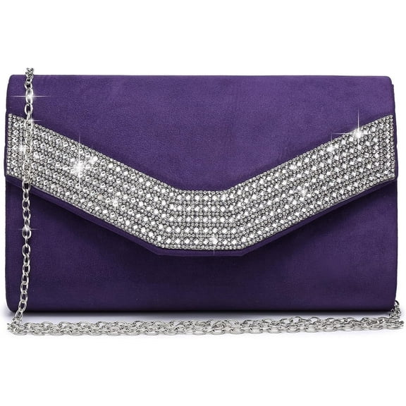 Omlopp Women's Evening Bags Formal Party Clutches Wedding Purses Cocktail Prom Handbags-rhinestone Purple