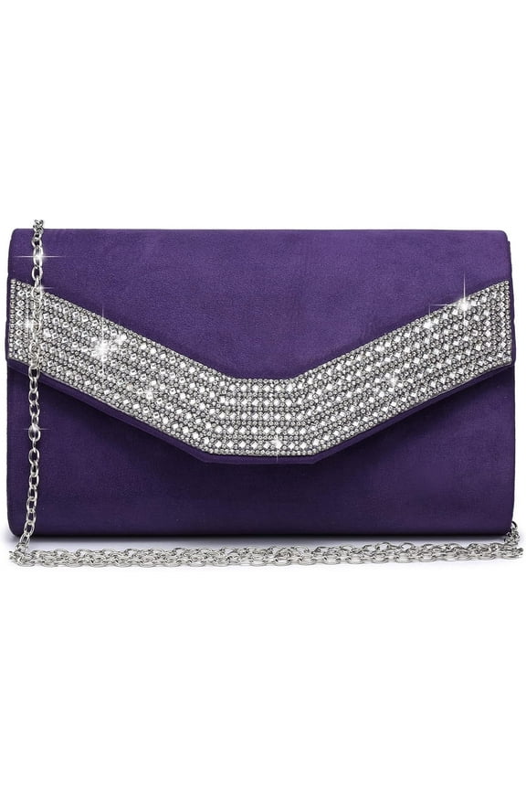 Women's Evening Bags Formal Party Clutches Wedding Purses Cocktail Prom Handbags-rhinestone Purple