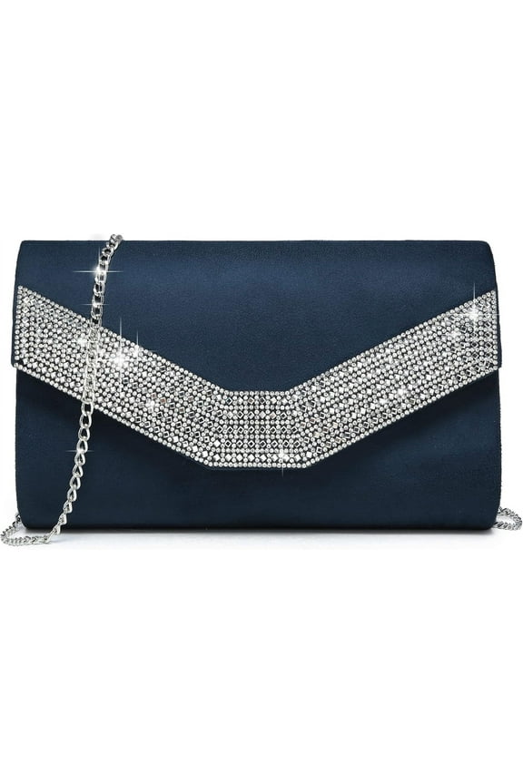 Women's Evening Bags Formal Party Clutches Wedding Purses Cocktail Prom Handbags-rhinestone Navy