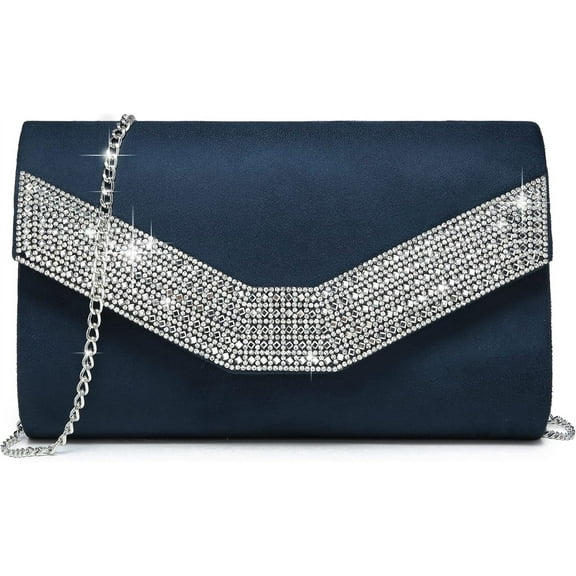 Omlopp Women's Evening Bags Formal Party Clutches Wedding Purses Cocktail Prom Handbags-rhinestone Navy