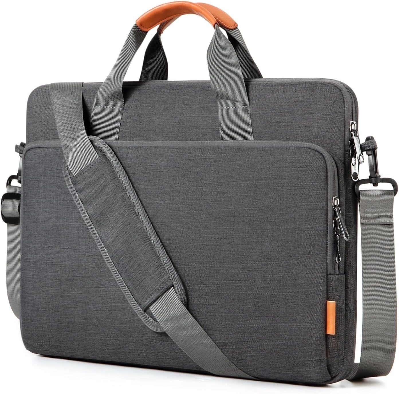 Omlopp 15.6 inch Laptop Computer PC Shoulder Bag Carrying Case, Water-Repellent Fabric Briefcase, Lightweight Toploader, Business Casual or School（Gray）