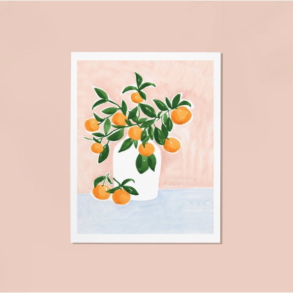 on Bright White Paper Orange Art