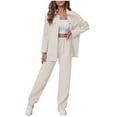 on Clearance 2024 Fall 2 Piece Outfits for Women Tracksuits Waffle Knit