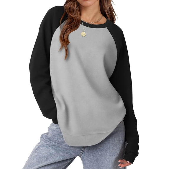 Busydd Sweatshirt for Women Fashion Color Patchwork Crewneck Sweatshirts Casual Fall Sweatshirt Pullover Tops Long Sleeve Tops for Woman
