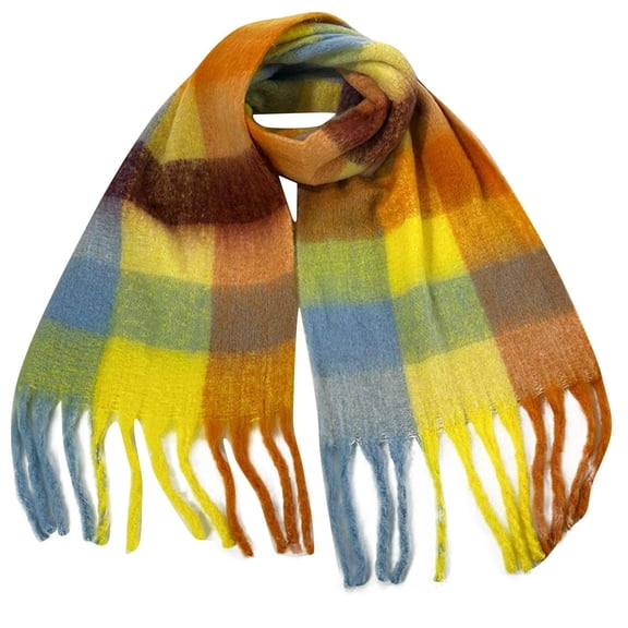 Busydd Winter Scarf for Women Fashion Warm Tie Dye Wool Scarf Soft Cozy Blanket Scarf Tassel Large Chunky Scarf 96''x14''