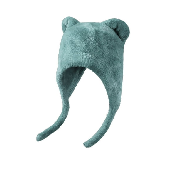 Busydd Womens Winter Hats Warm Soft Stretchy Winter Cap Slouchy Fleece Caps Solid Color Cute Tie Ear Flaps Beanie