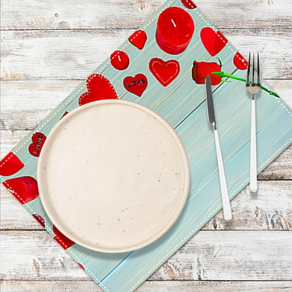 on Clearance Valentines Kids Gifts Valentine's Day Love Placemat Festive Party Dining Room Table Cover Home Kitchen Table Heat Mat Fmlxio