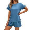 thumbnail image 1 of Women's Tops Two Piece Set 2026 Summer Lounge Tracksuit Outfits Shorts And Short Sleeve Tops Knitted Clothes Ndbuld Blue XL, 1 of 5