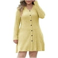 thumbnail image 1 of on Womens plus size sweater dress casual V Neck Knitted Solid Color Button Sweater Warm Tops 2025 Fall Casual Loose Fashion blouse, 1 of 3