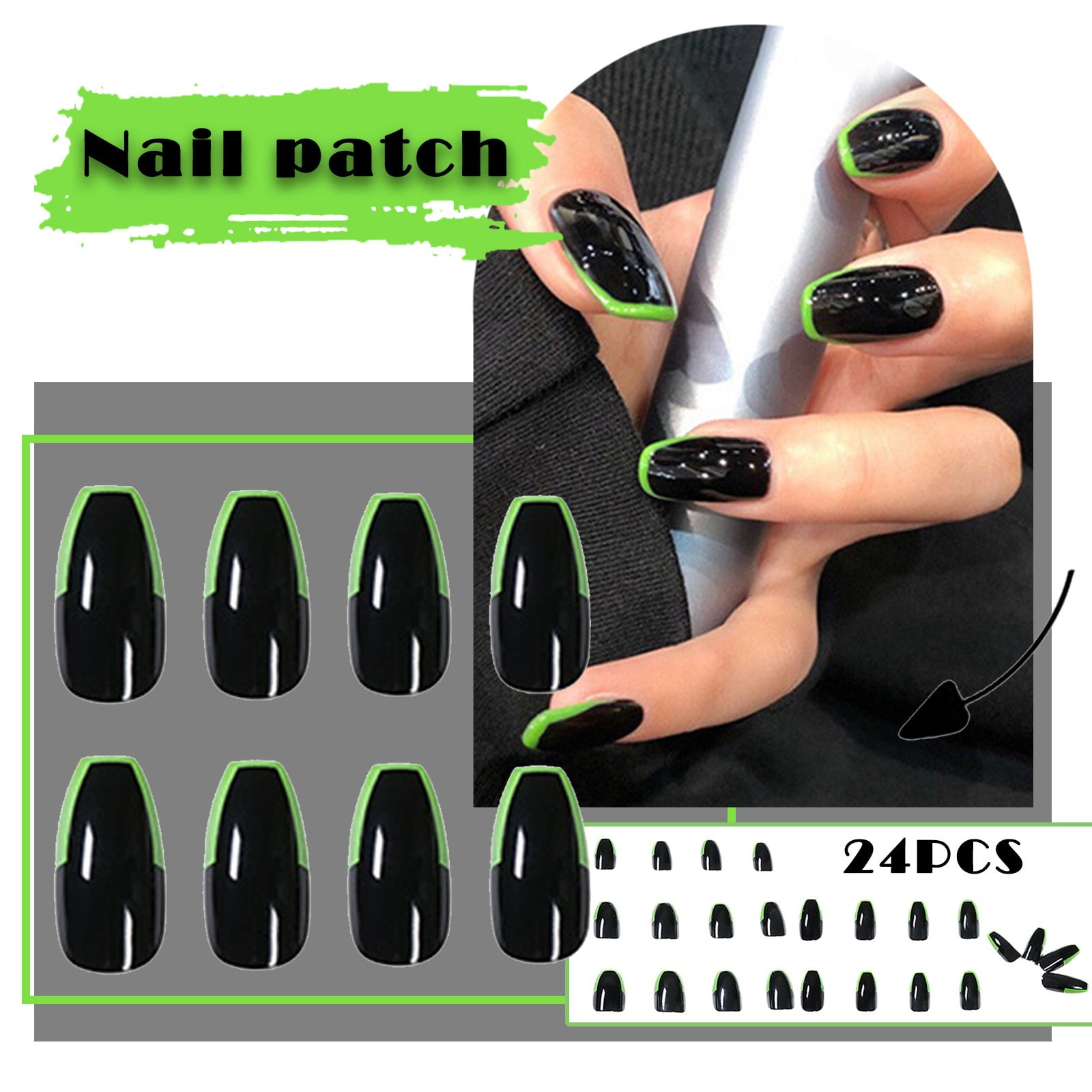 on Medium Coffin Nails Nails Clear Nails Acrylic Black False Nails