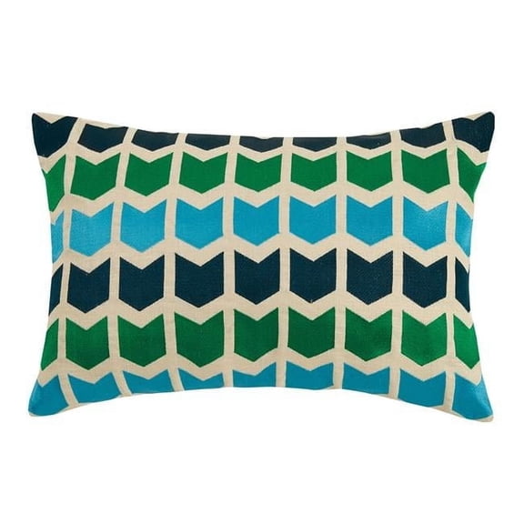 on Point Embroidered Decorative Pillow, Blue