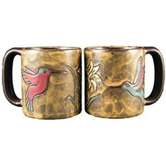 One 1 MARA STONEWARE COLLECTION - 16 Oz Coffee/Tea Cup Collectible Dinner Mugs - Hummingbird & Flower Design