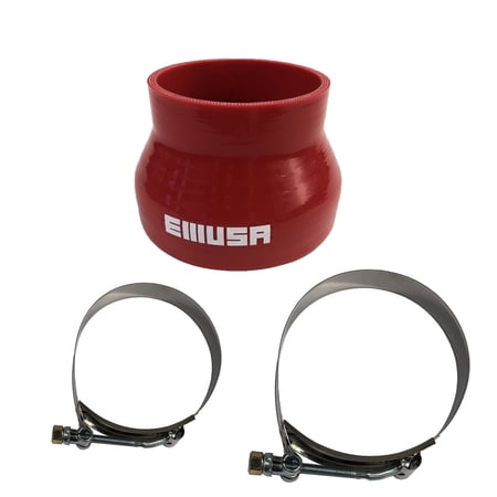 (one) RED 4 PLY Silicone Coupler Reducer 4"ID to 3" ID+ (two) T-Clamps