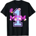 thumbnail image 1 of #one mom florale mother's day T-Shirt Gift for Dad, Mom, Daughter, Coworker, Fri, 1 of 2