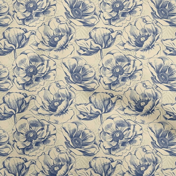 oneOone Cotton Cambric Beige Fabric Floral Craft Projects Decor Fabric Printed By The Yard 42 Inch Wide