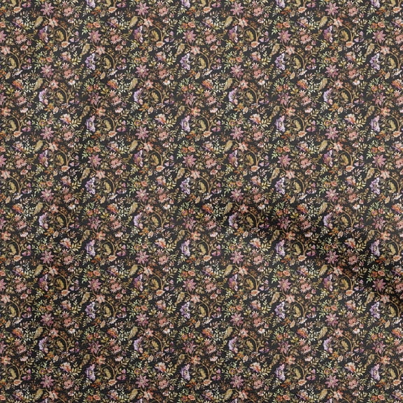 oneOone Cotton Cambric Black Fabric Batik Sewing Material Print Fabric By The Yard 56 Inch Wide