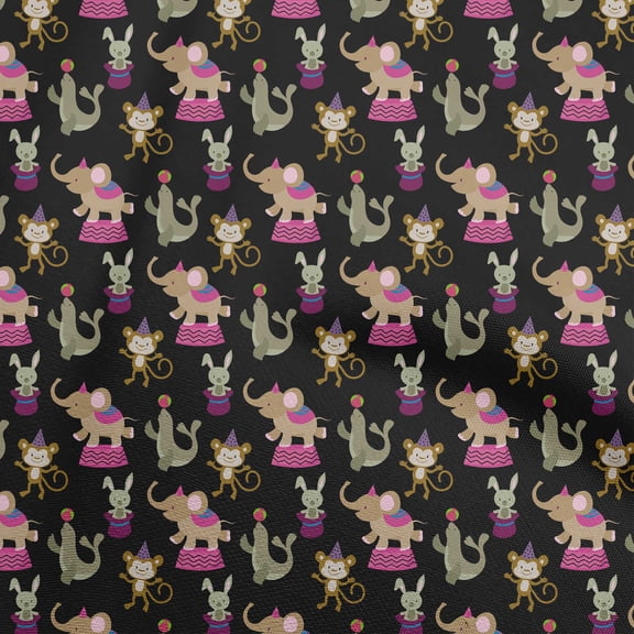 oneOone Cotton Cambric Black Fabric Circus Fabric For Sewing Printed Craft Fabric By The Yard 42 Inch Wide-aC
