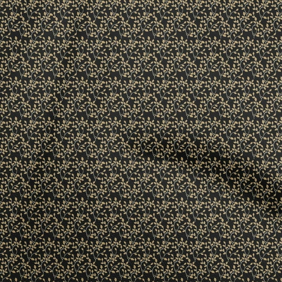 oneOone Cotton Cambric Black Fabric Leaf Dress Material Fabric Print Fabric By The Yard 56 Inch Wide