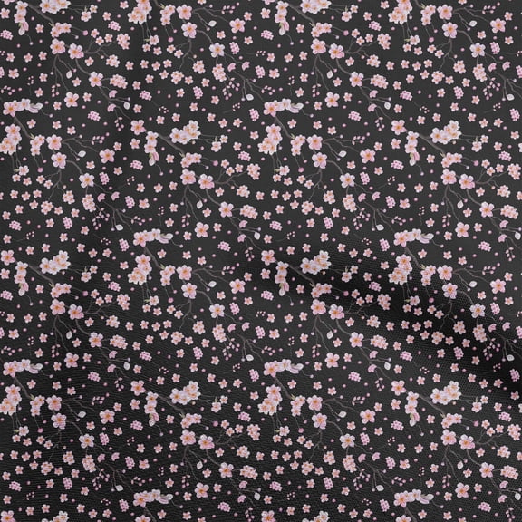 oneOone Cotton Cambric Black Fabric Watercolor Floral Sewing Fabric By The Yard Printed Diy Clothing Sewing Supplies 42 Inch Wide-aE