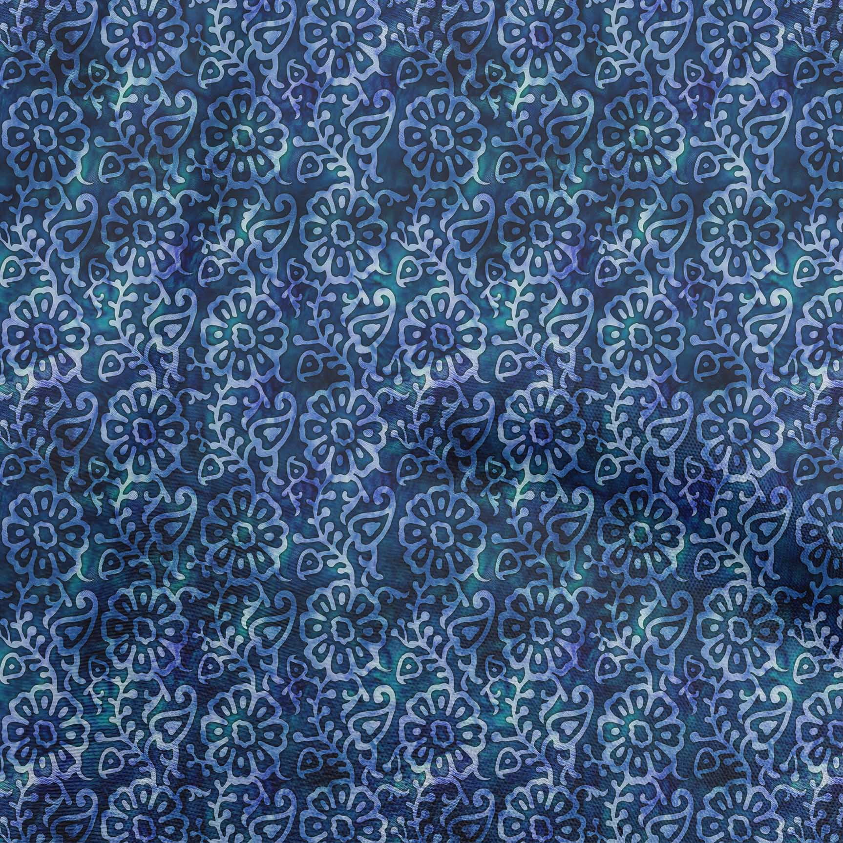 oneOone Cotton Cambric Blue Fabric Asian Batik Floral Sewing Craft Projects Fabric Prints By Yard 56 Inch Wide