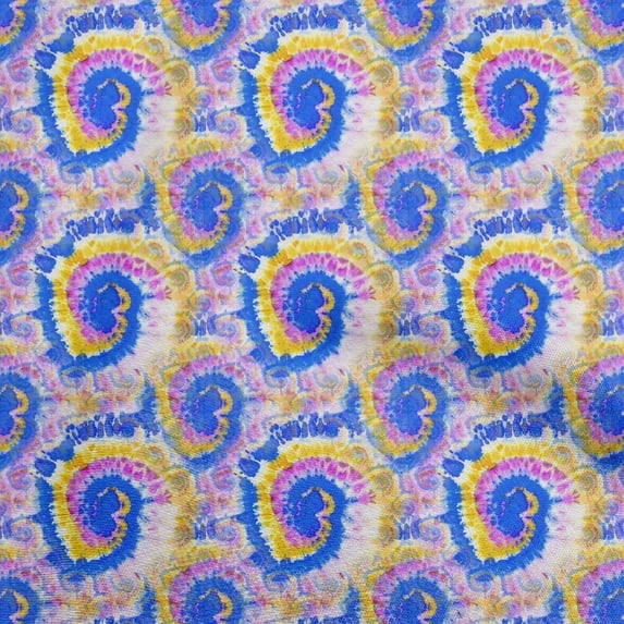 oneOone Cotton Cambric Blue Fabric Asian Tie And Dye Fabric For Sewing Printed Craft Fabric By The Yard 42 Inch Wide