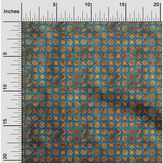 oneOone Cotton Cambric Blue Fabric Batik Craft Projects Decor Fabric Printed By The Yard 42 Inch Wide - LY