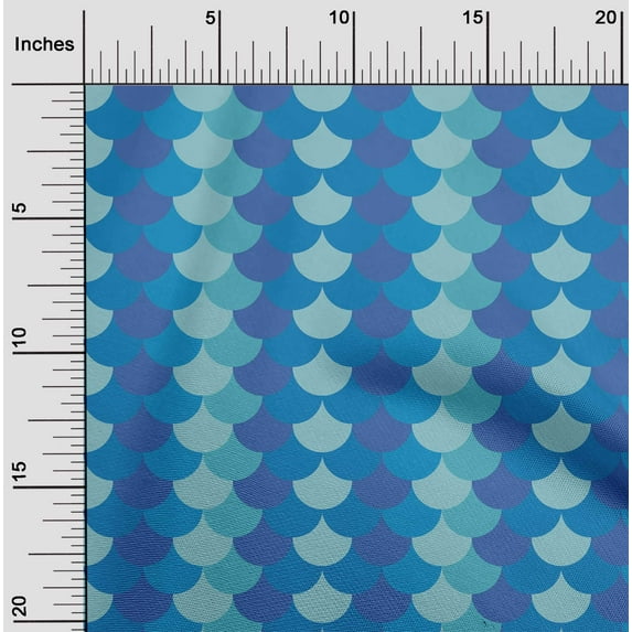 oneOone Cotton Cambric Blue Fabric Scales Geometric Sewing Material Print Fabric By The Yard 56 Inch Wide