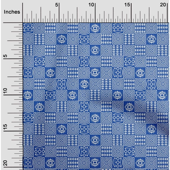 oneOone Cotton Cambric Blue2 Fabric Geometric African Fabric For Sewing Printed Craft Fabric By The Yard 56 Inch Wide